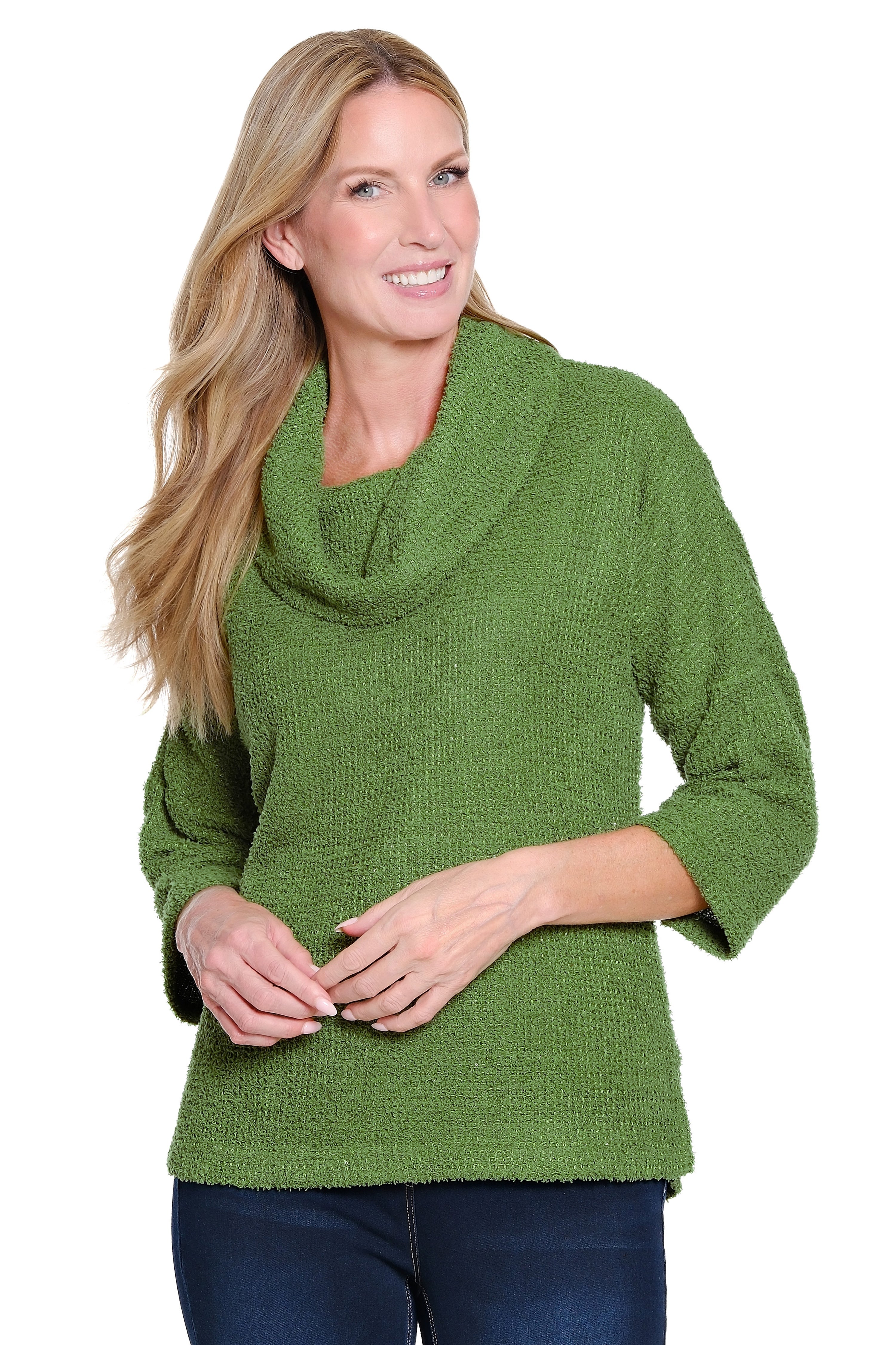 Textured Knit Tunic - Dark Green