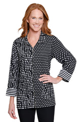 Knit Zip-Front Tunic - Plus - Black/White Print