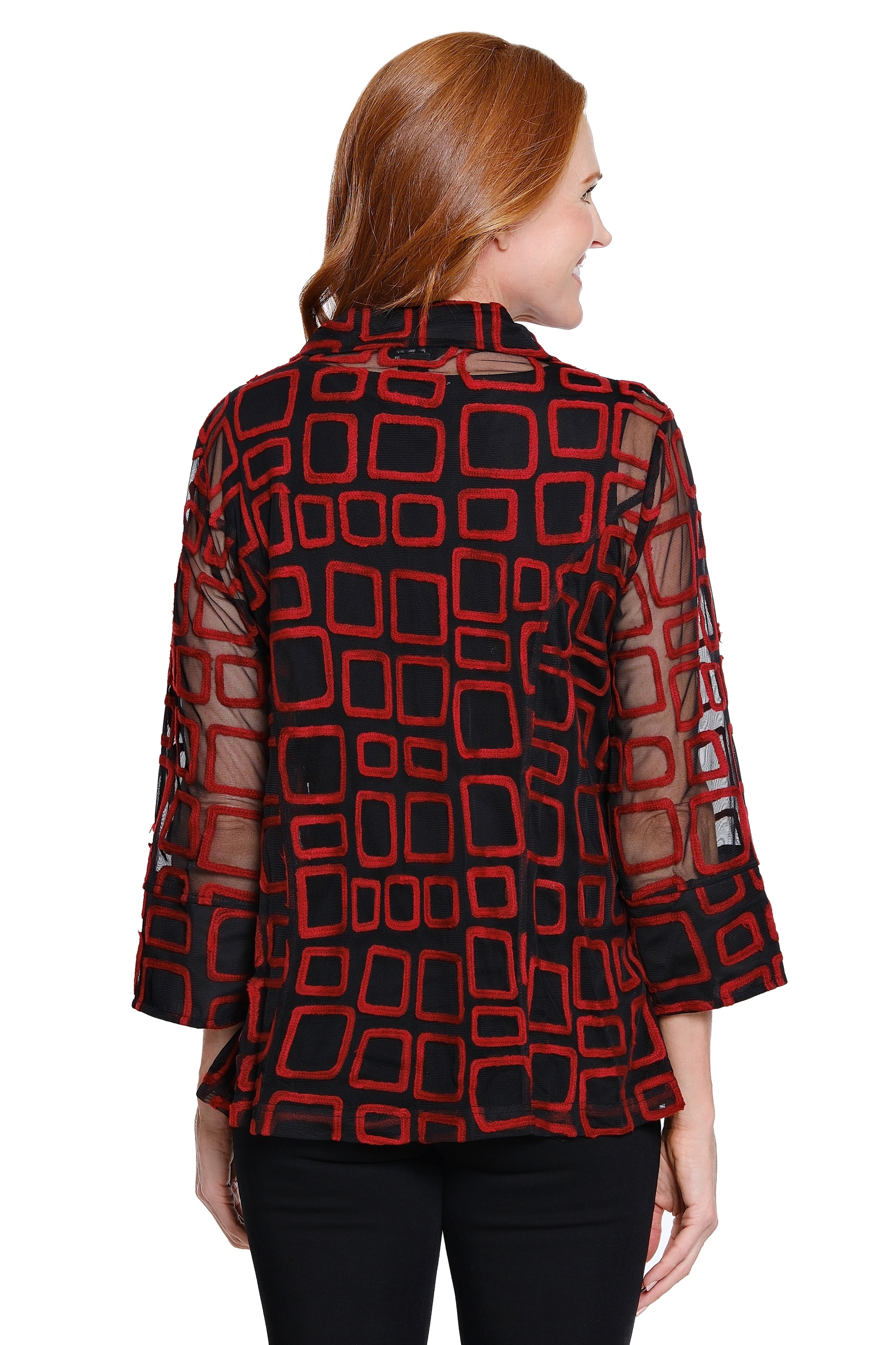 Jacquard Print Jacket - Fiery Red