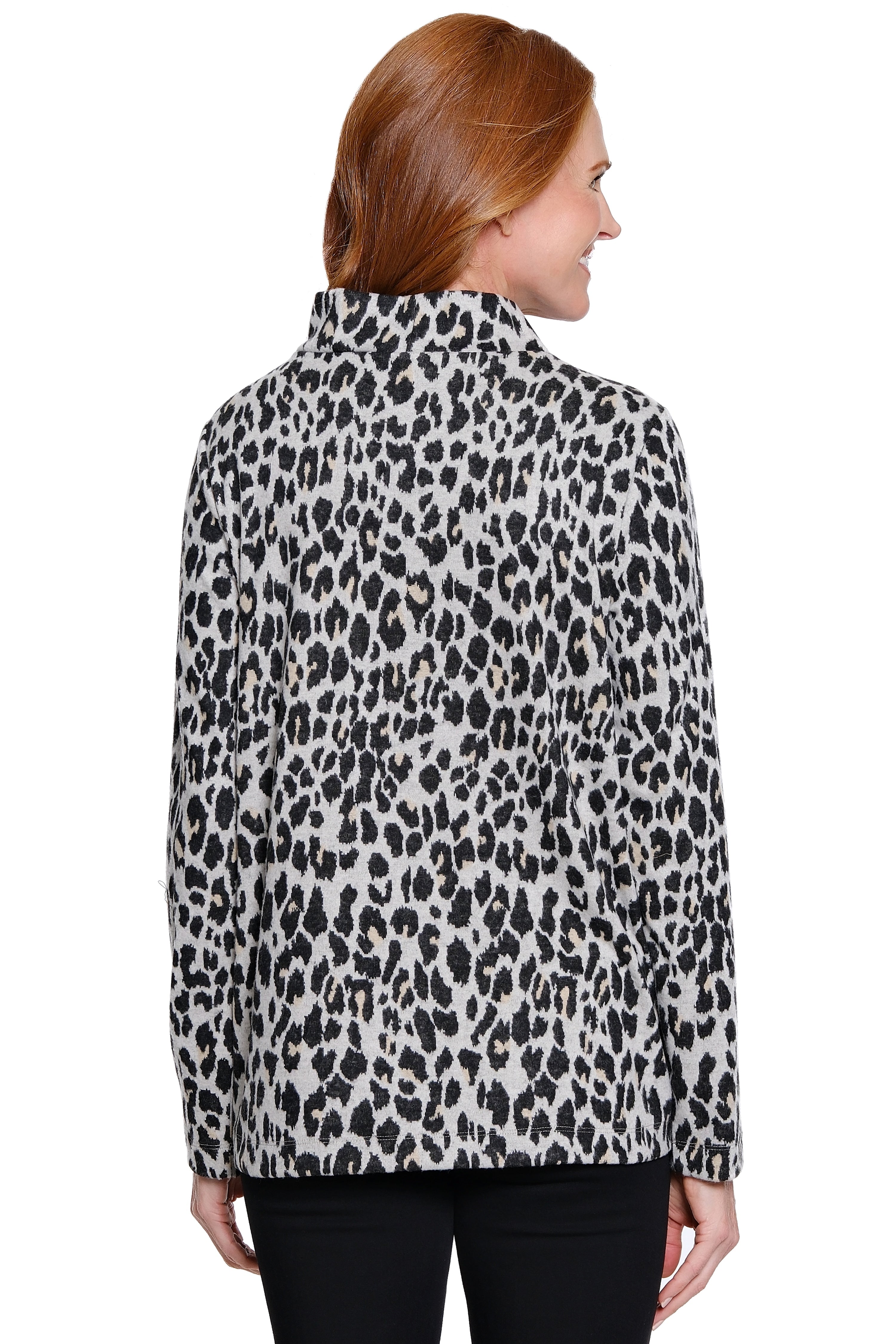 Knit Mock Neck Tunic - Multi Animal Print