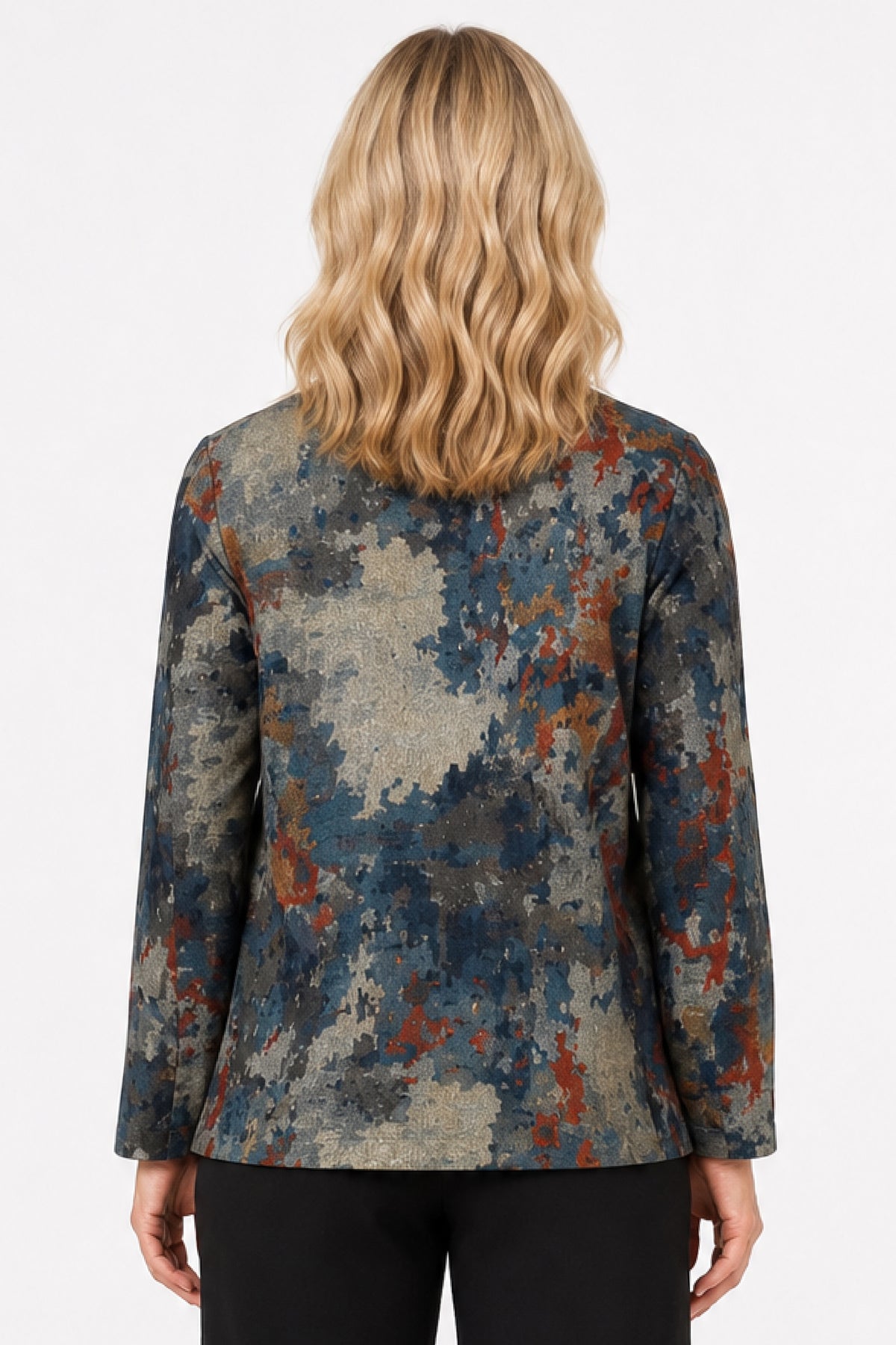 Abstract Multi V-Neck Button Detail Popover - Missy