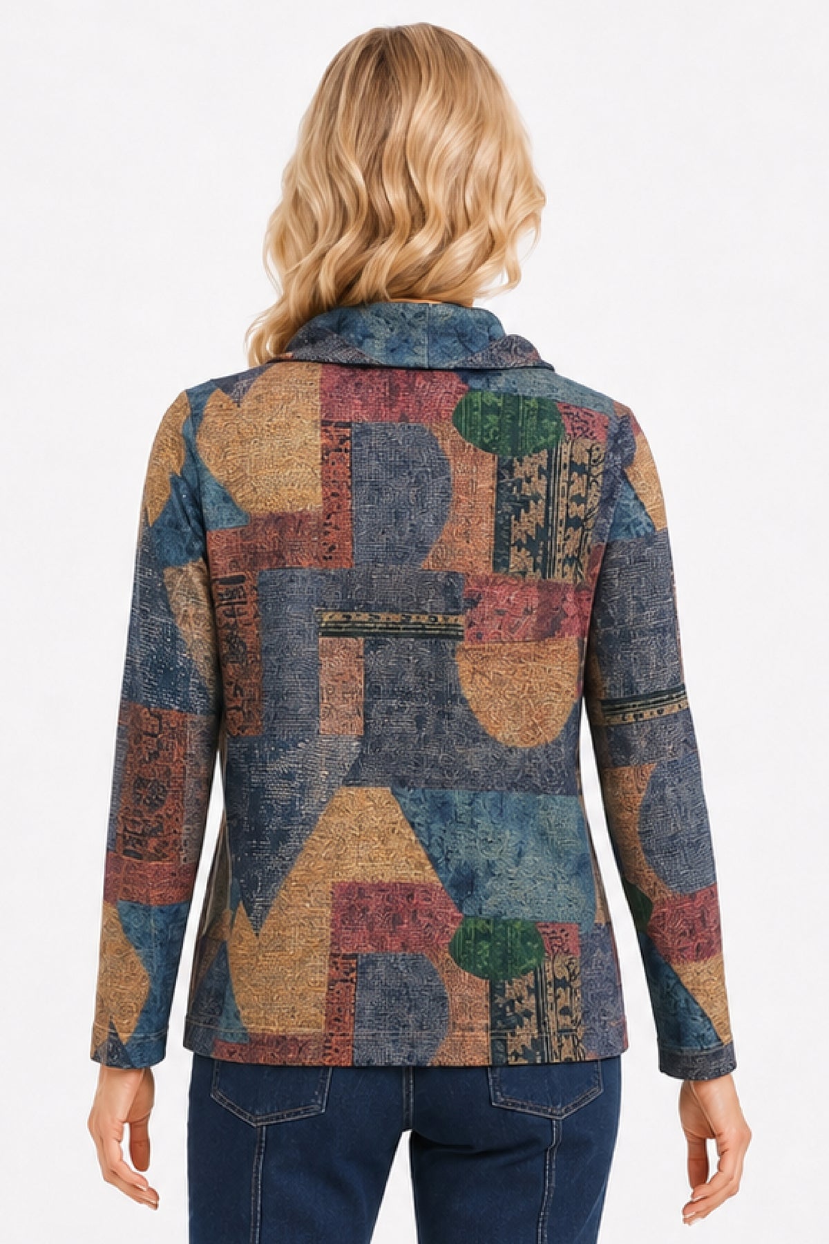 Geo Multi Cowl Neck Popover - Plus