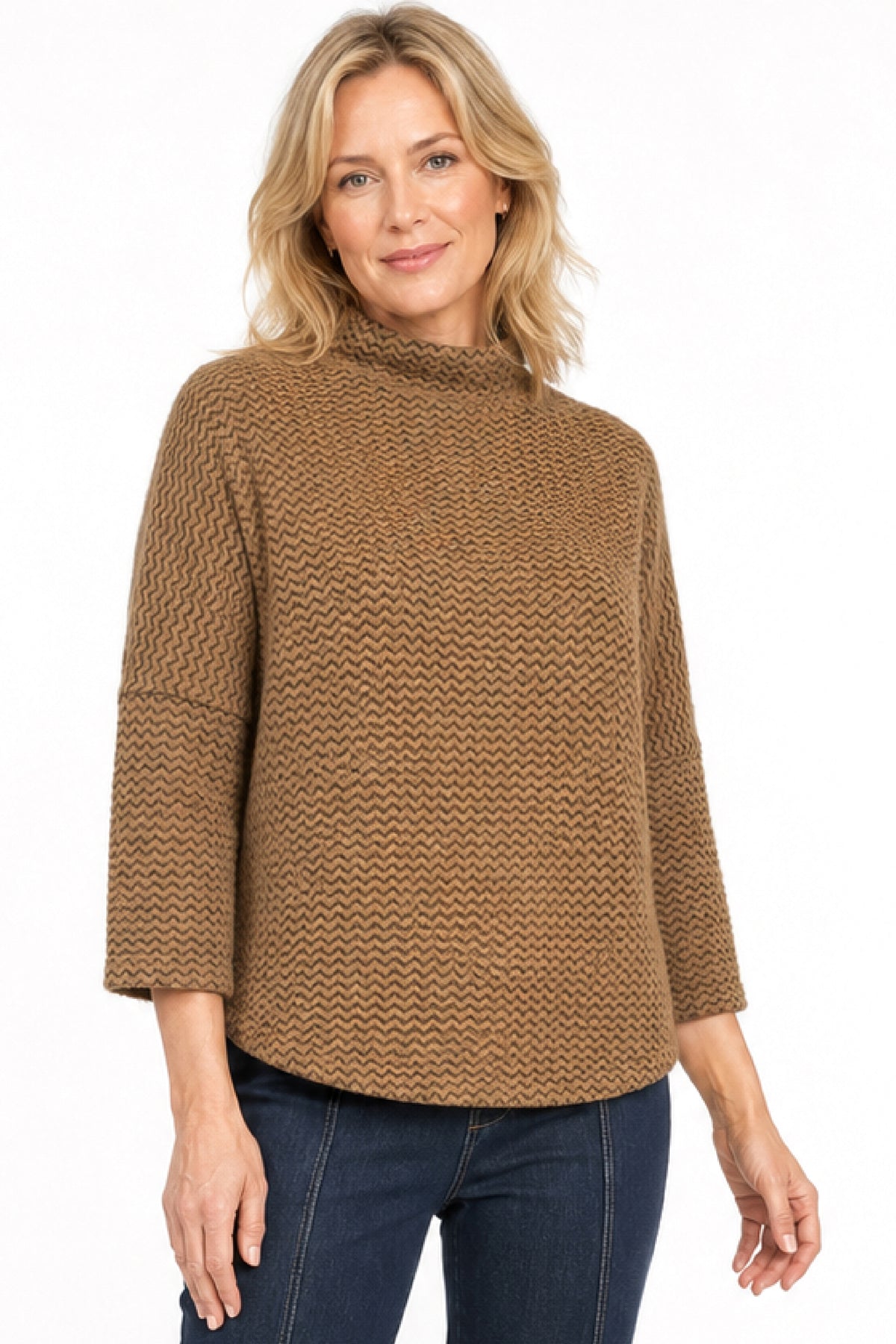 Caramel Mandarin Collar Popover - Missy