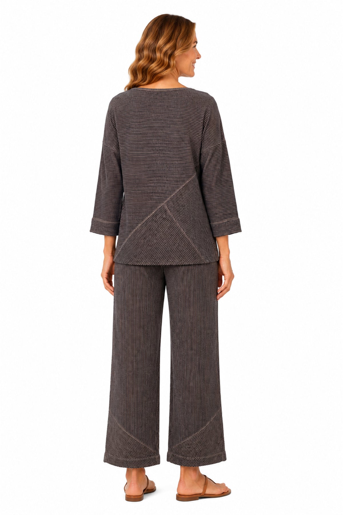 Brown Yarn-Dye Pull-On Pant - Missy