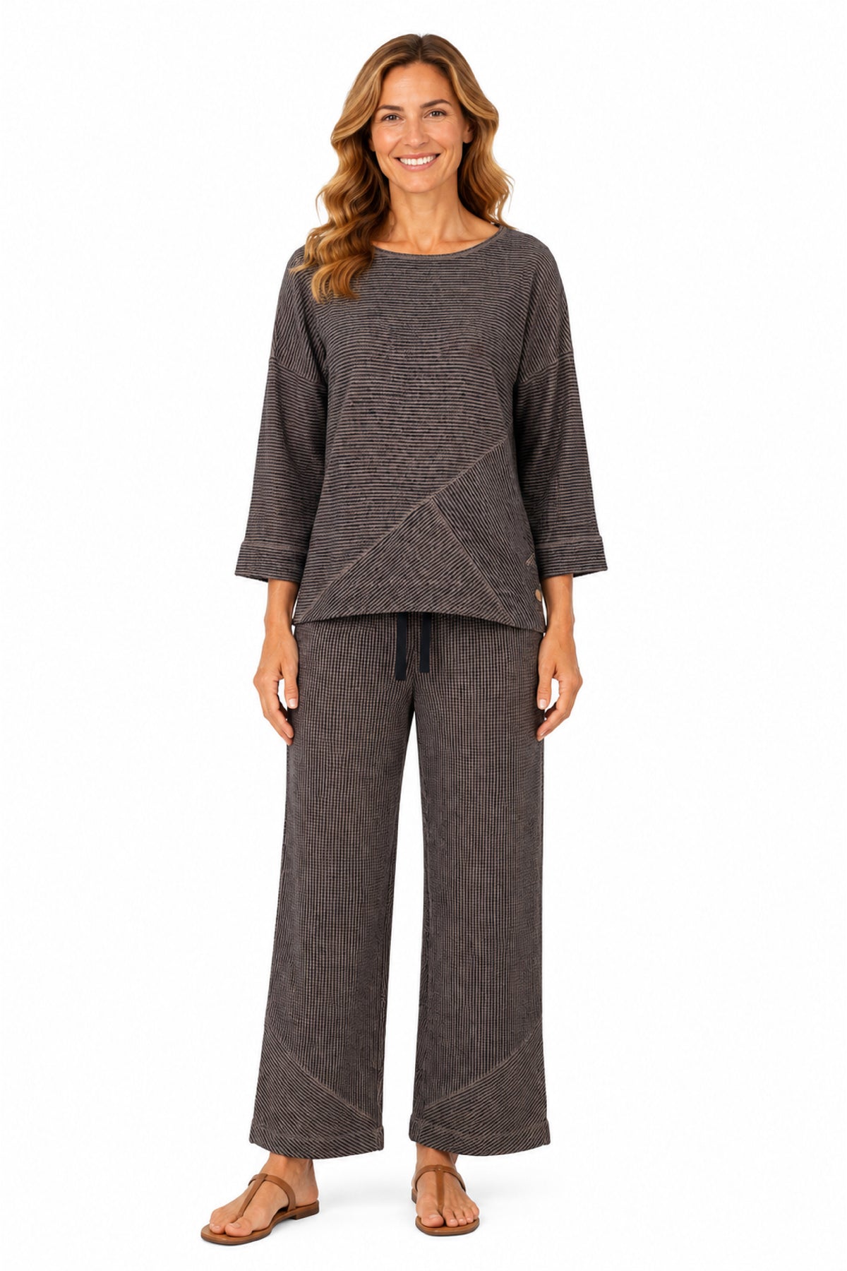 Brown Yarn-Dye Pull-On Pant - Missy