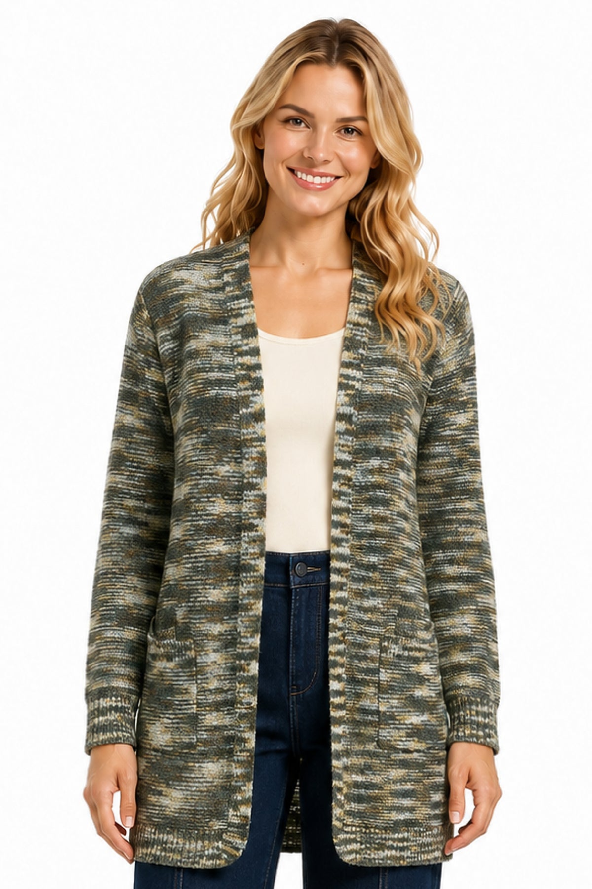 Multi Open Front Sweater Cardigan - Missy