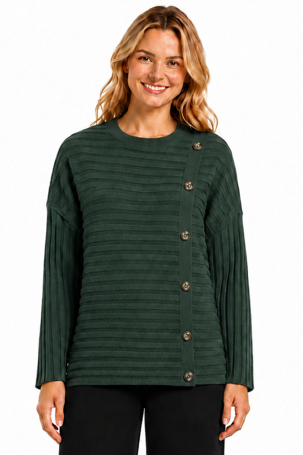 Forest Ribbed Button Detail Popover - Missy