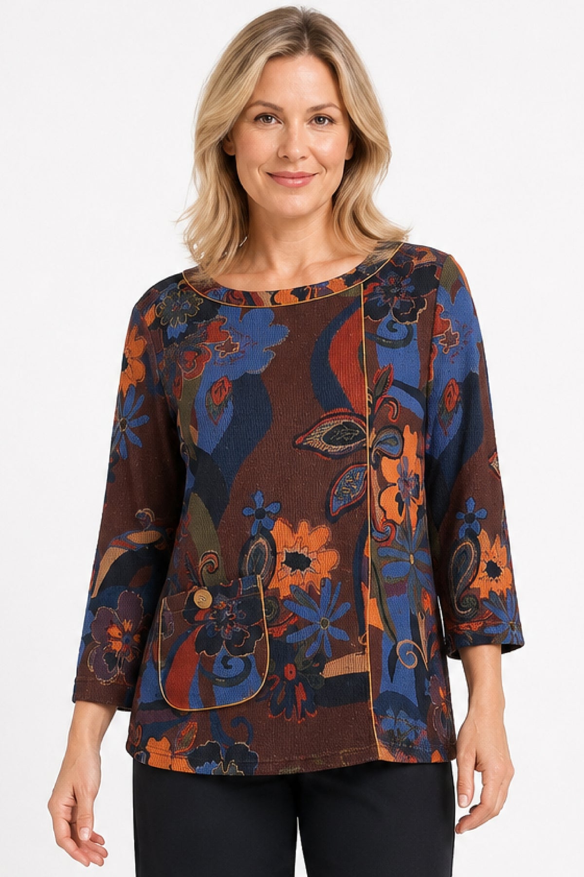 Floral Multi Printed Popover Tunic - Missy