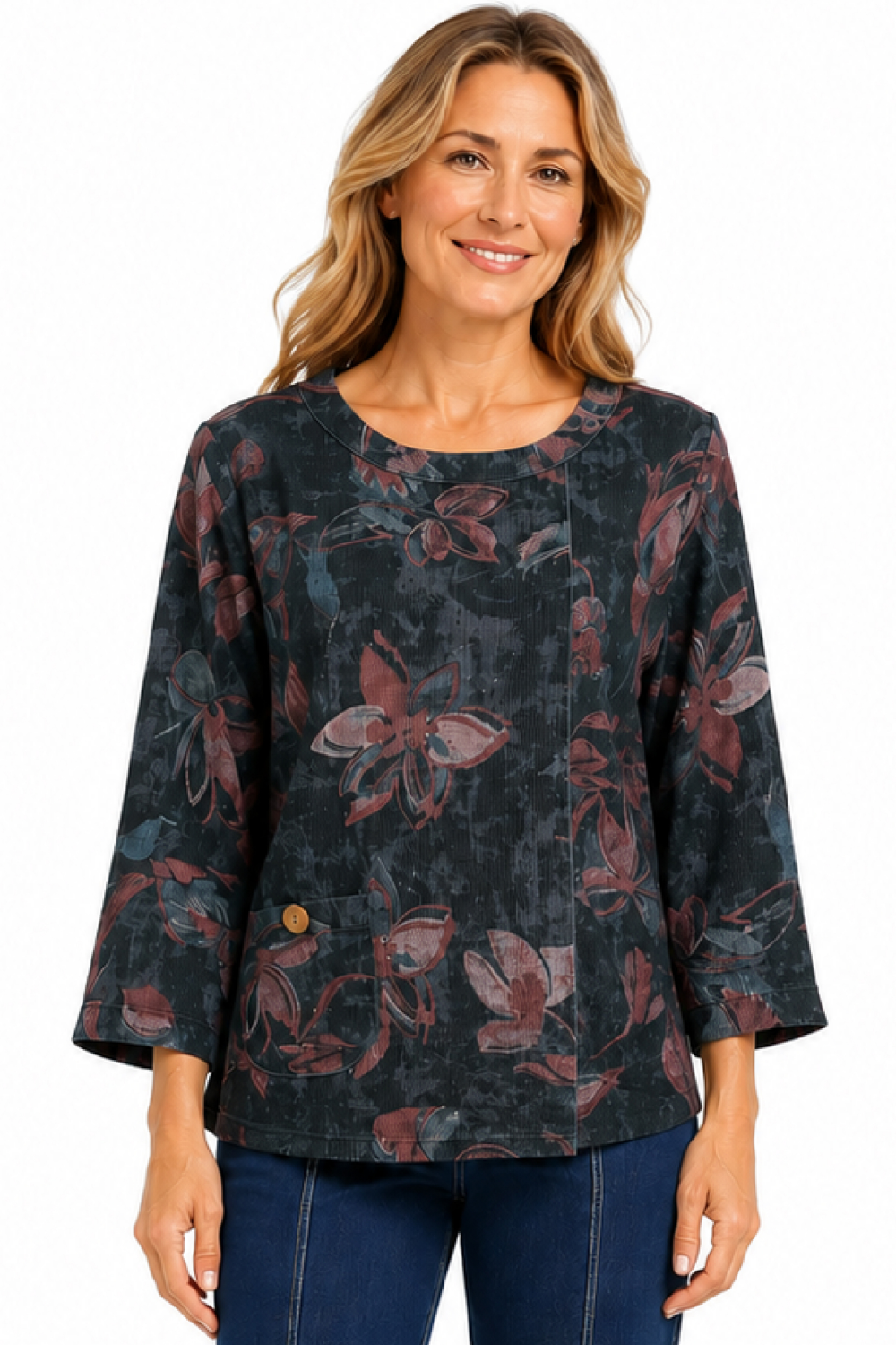 Black Printed Popover Tunic - Plus