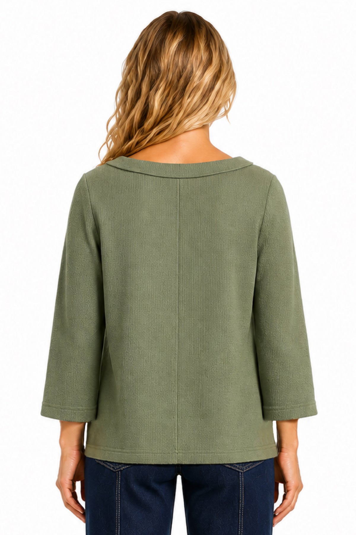 Olive Solid Popover Tunic - Missy