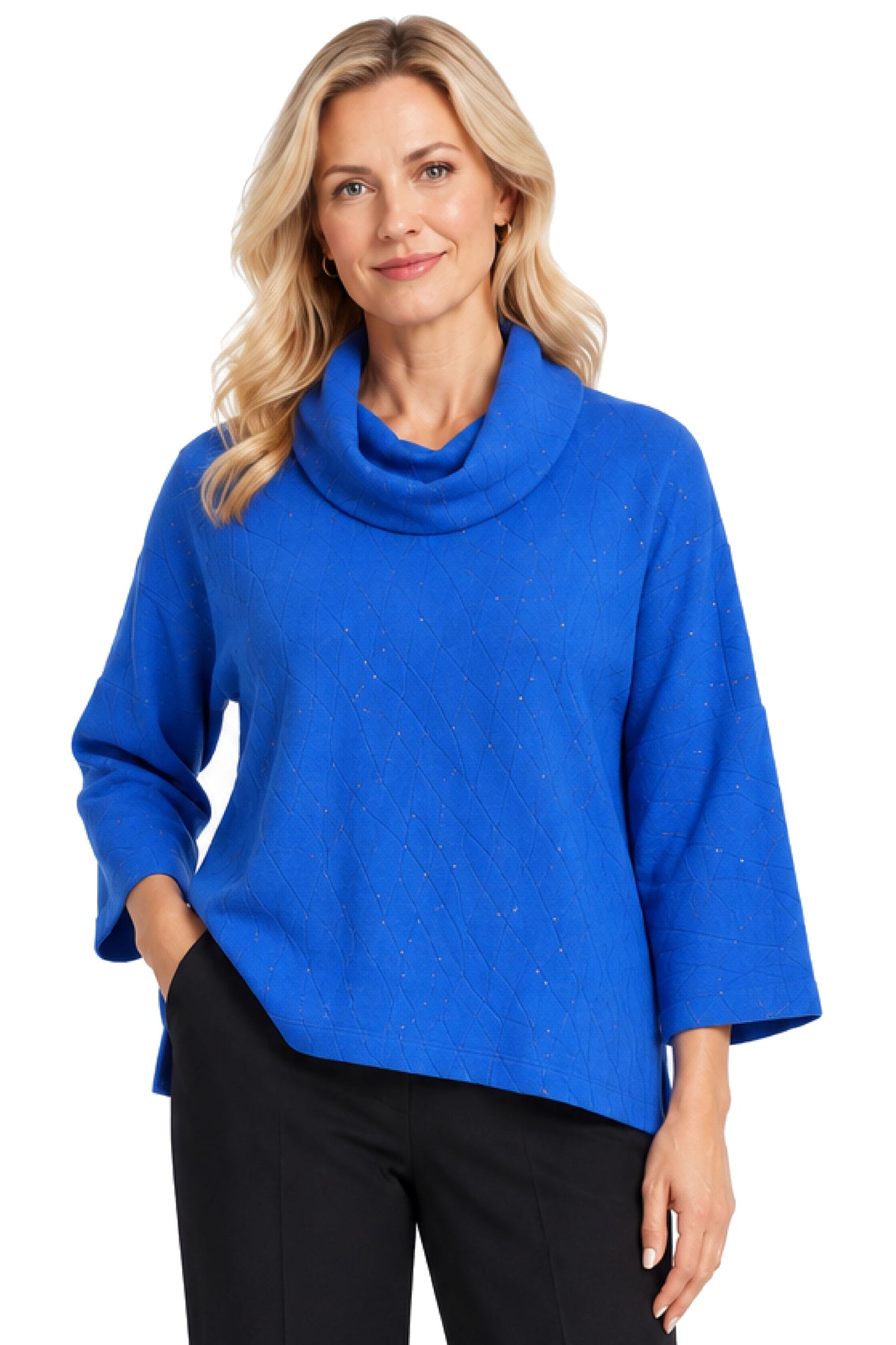 Cobalt Sparkle Cowl Neck Sweater
