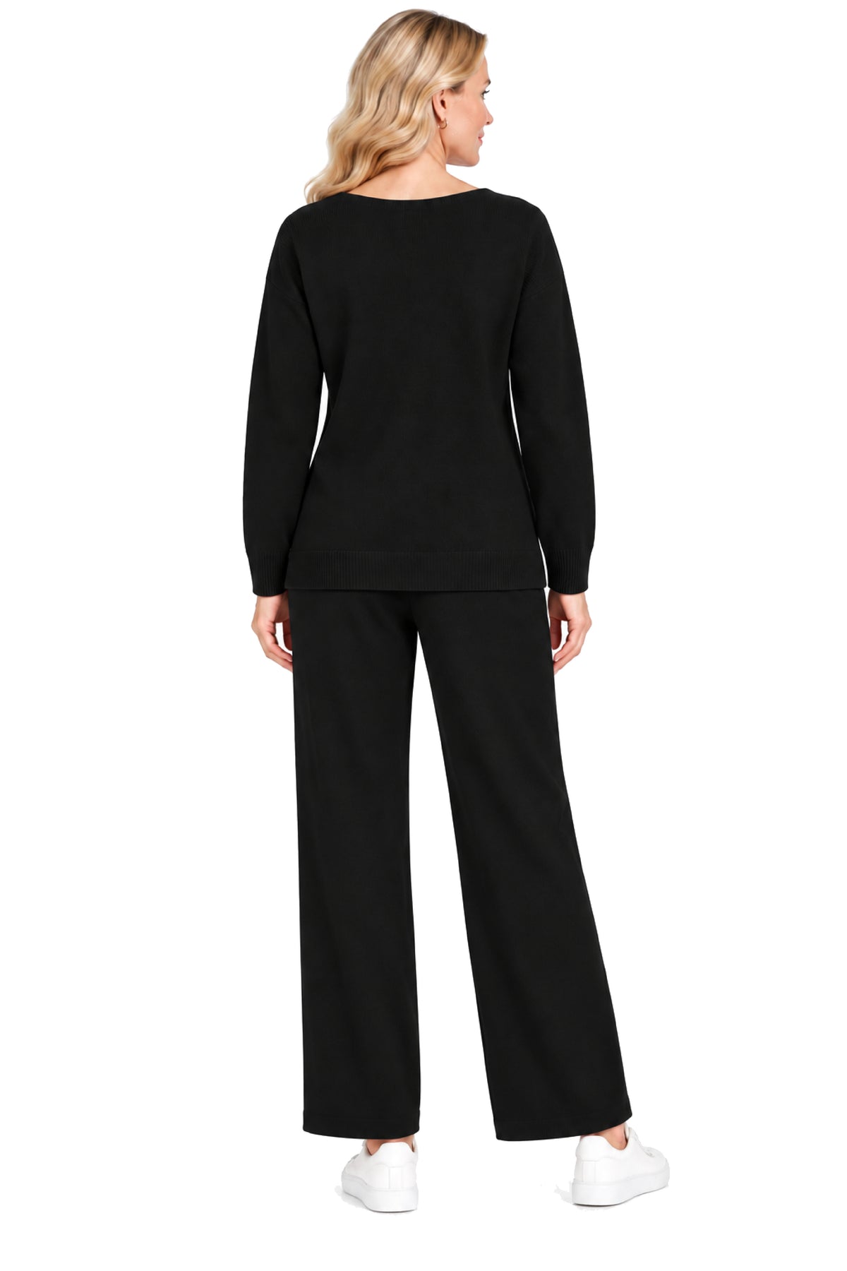 Black Sweater Knit Pull-On Pant, back view