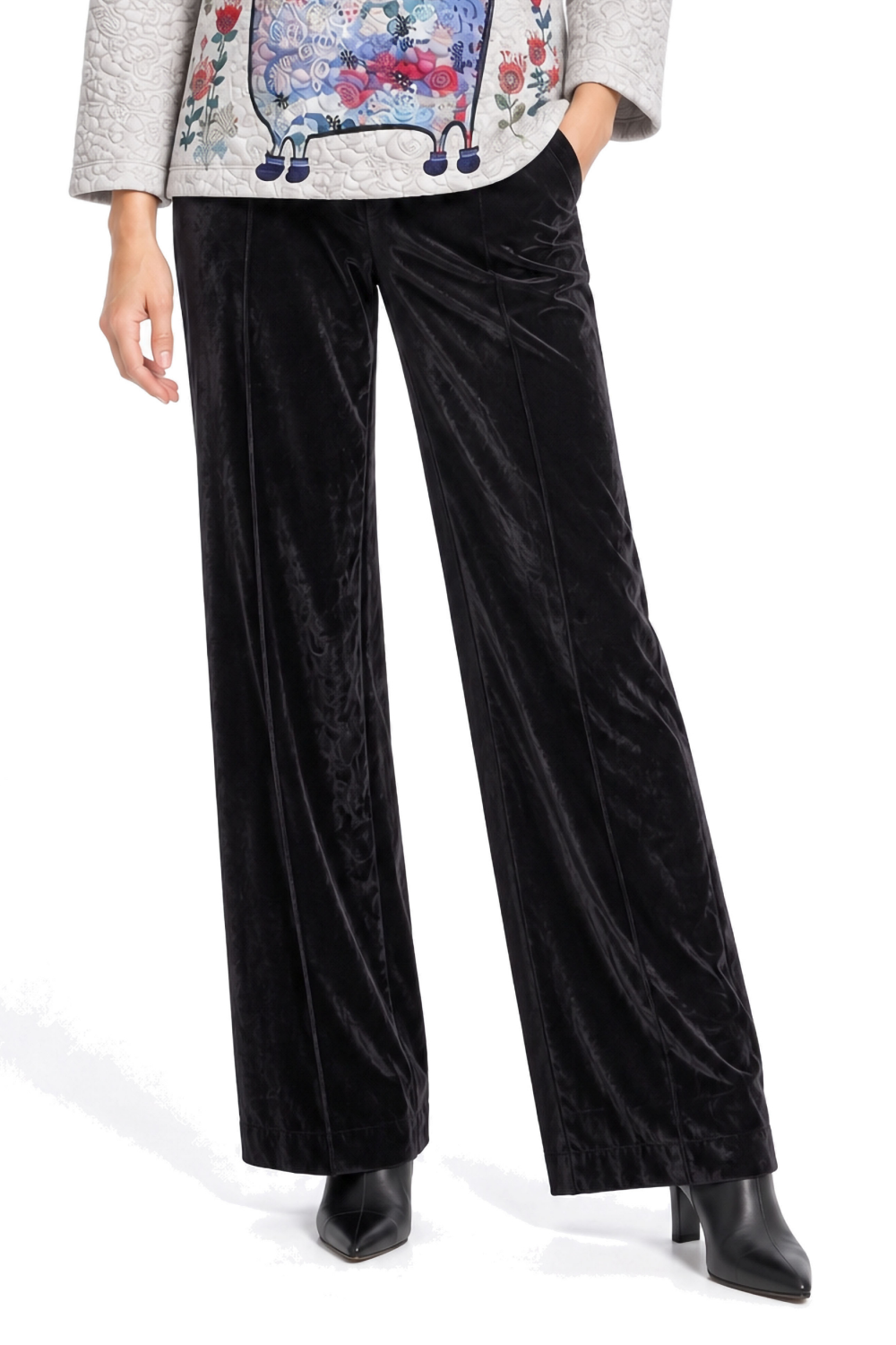 Black Velvet Flare Pull-On Pant