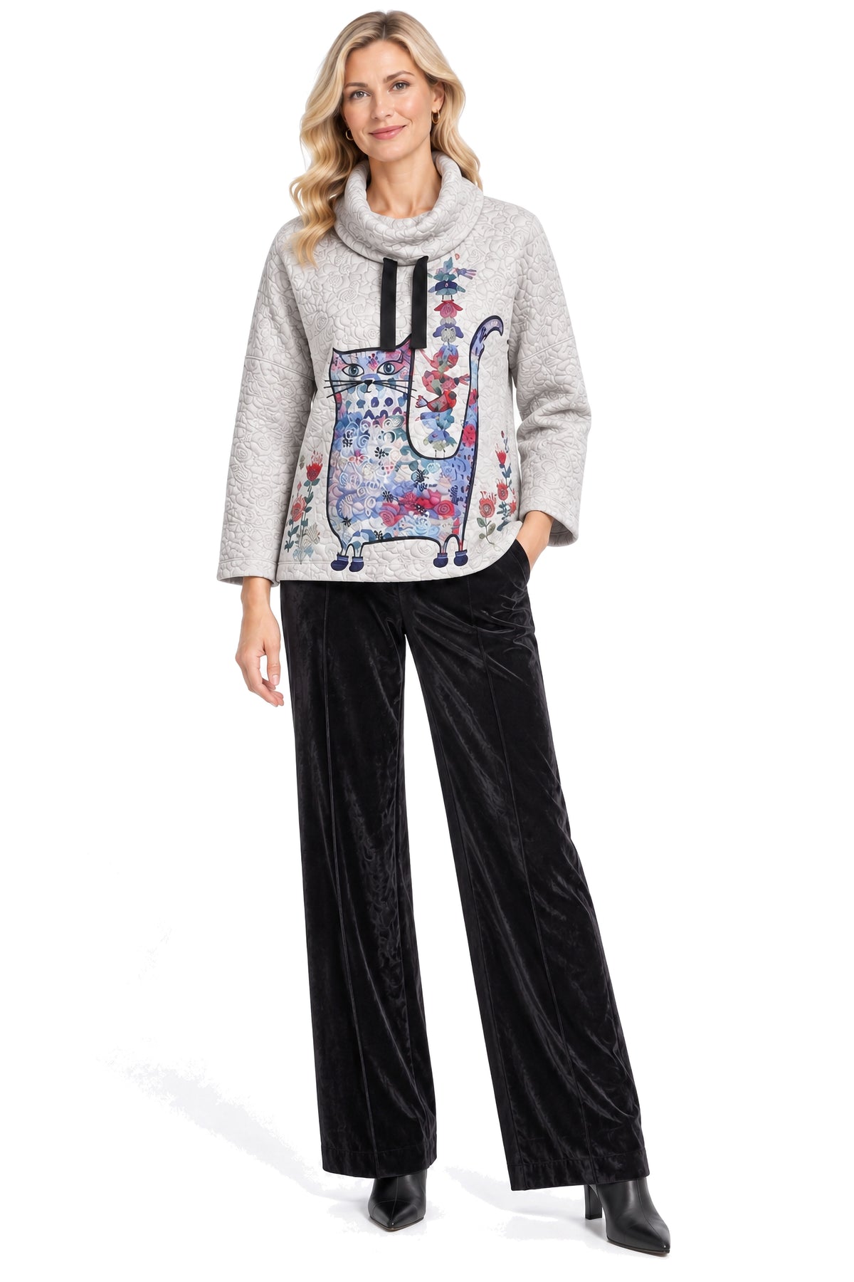 Black Velvet Flare Pull-On Pant