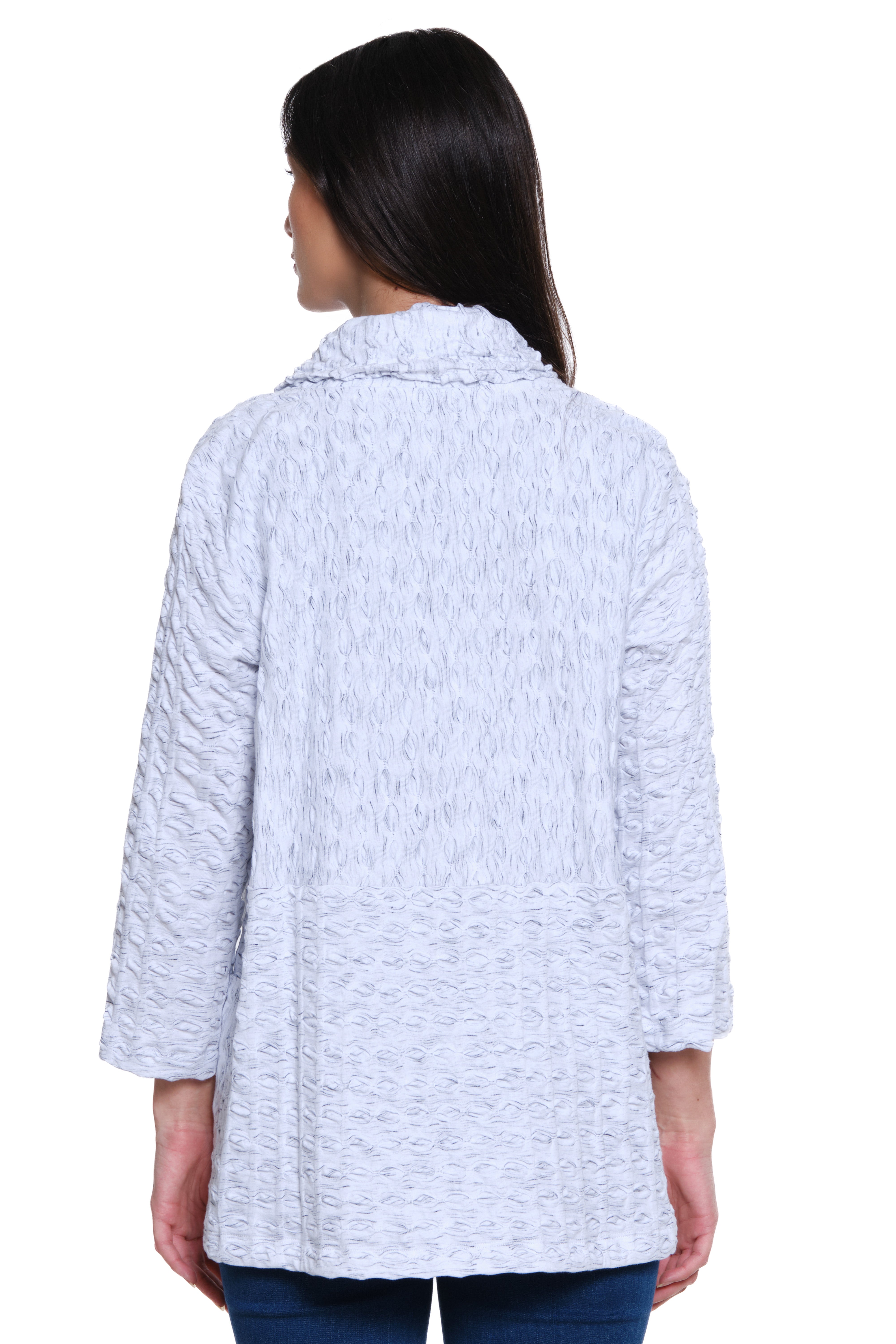 Textured Knit Open Front Kimono - Soft White