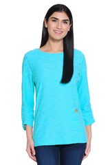Solid Textured Knit Top - Women's - Aqua