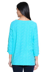 Solid Textured Knit Top - Women's - Aqua