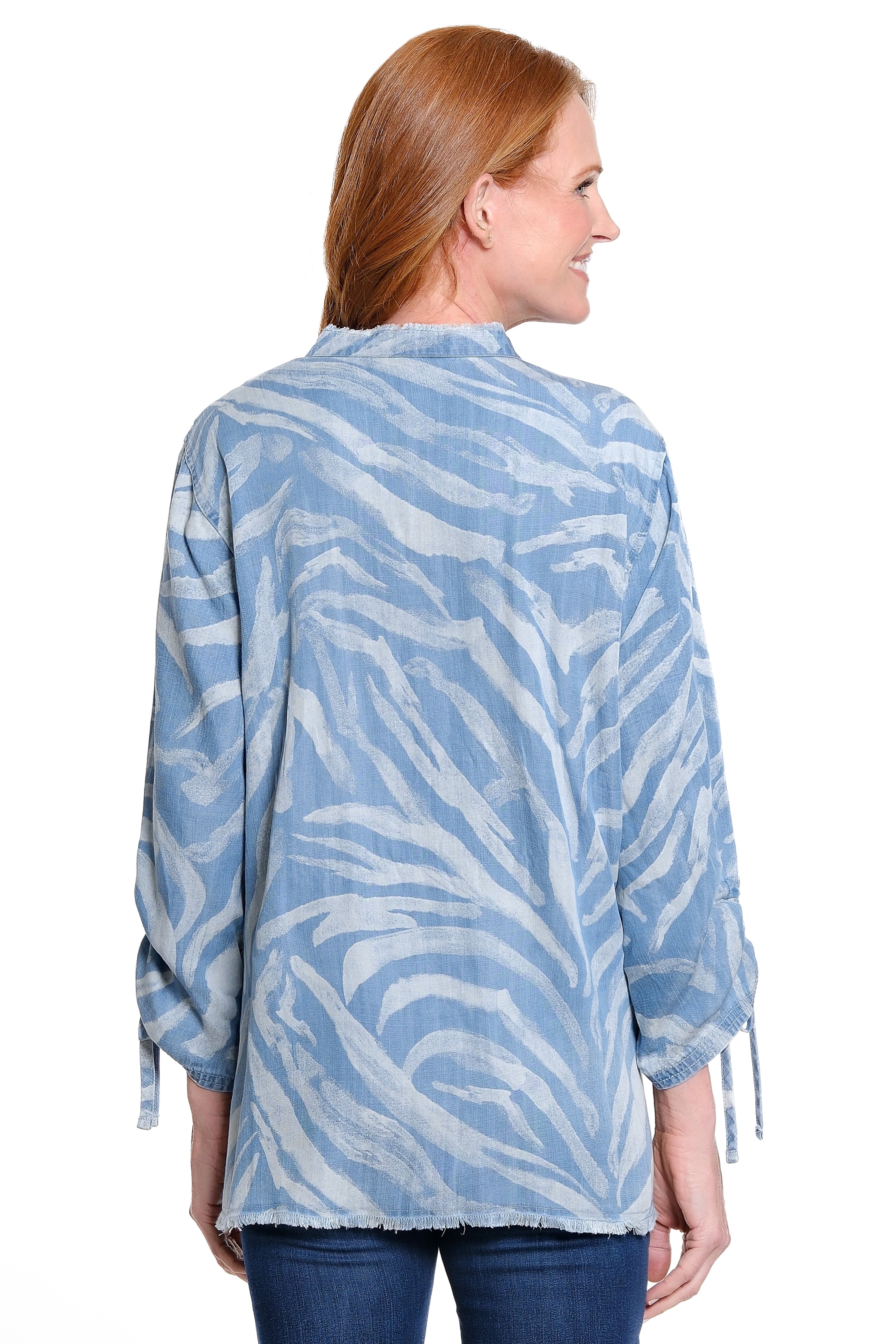 Frayed Neck Tunic - Line Multi