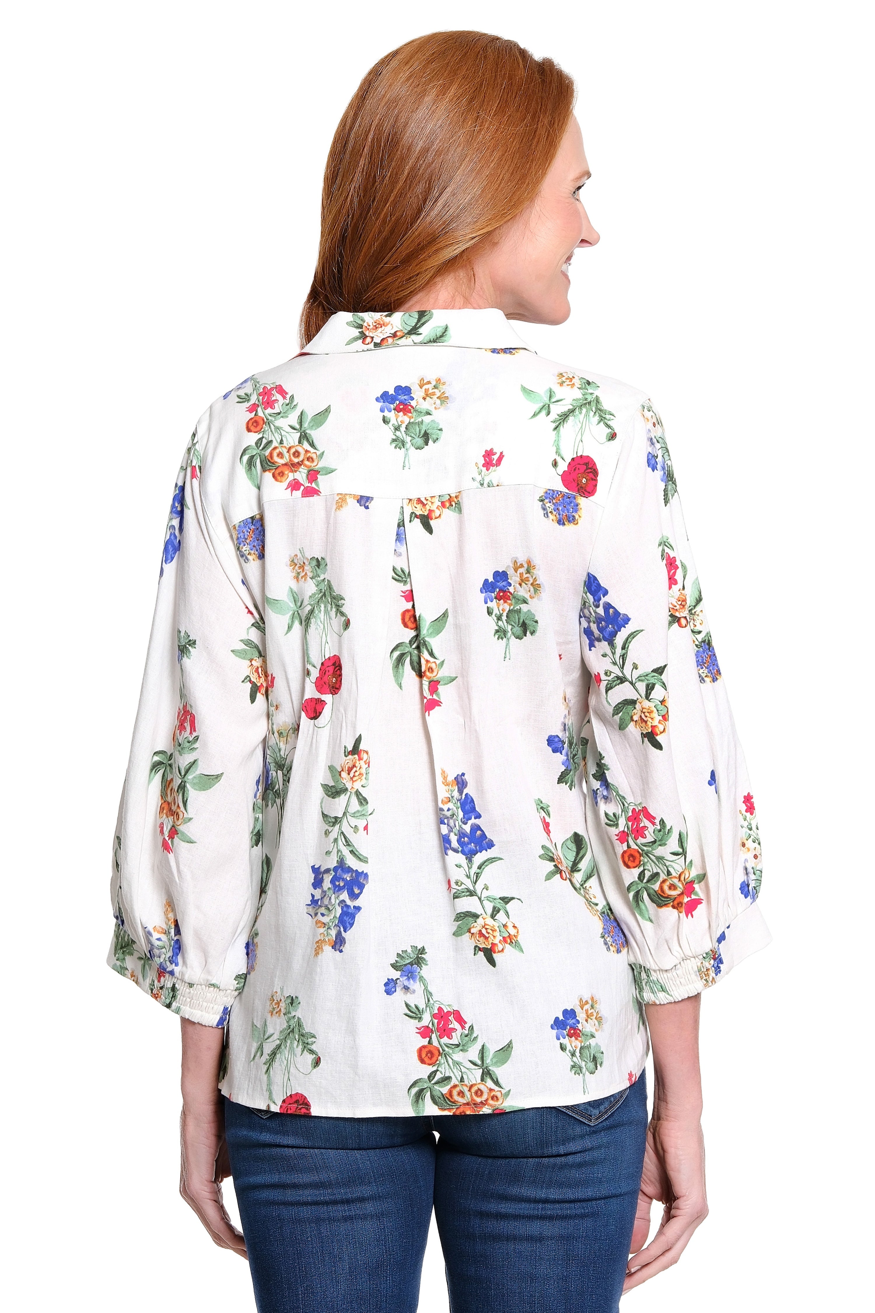 Print Point Collar Tunic - Plus - Floral Multi