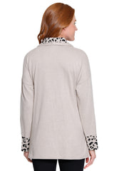 Knit Cowl Neck Tunic - Plus - Neutral Animal Print