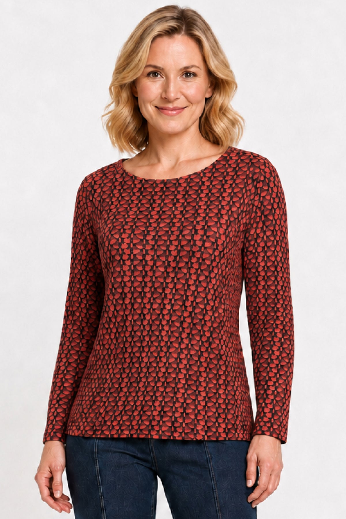 Spice Textured Round Neck Popover - Missy