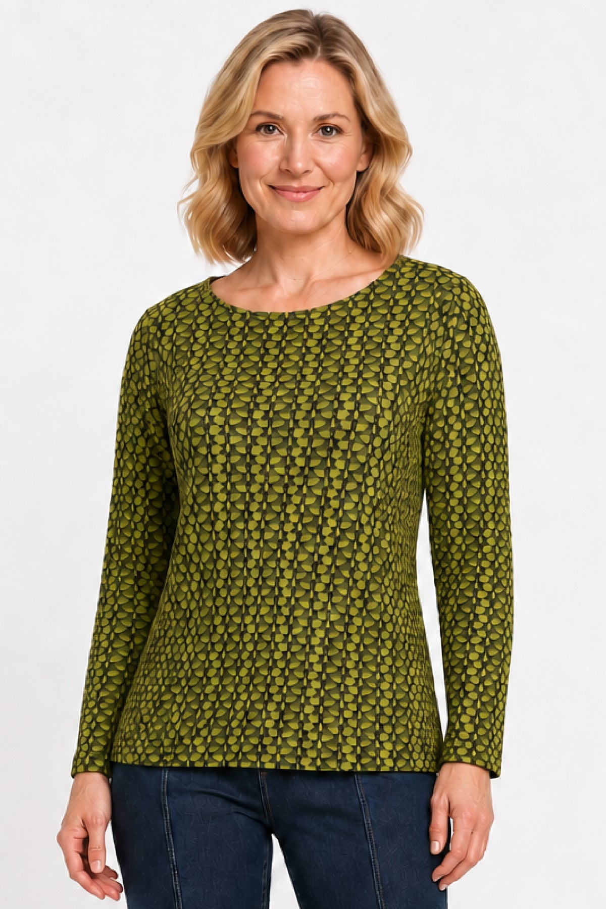Lime Textured Round Neck Popover - Plus