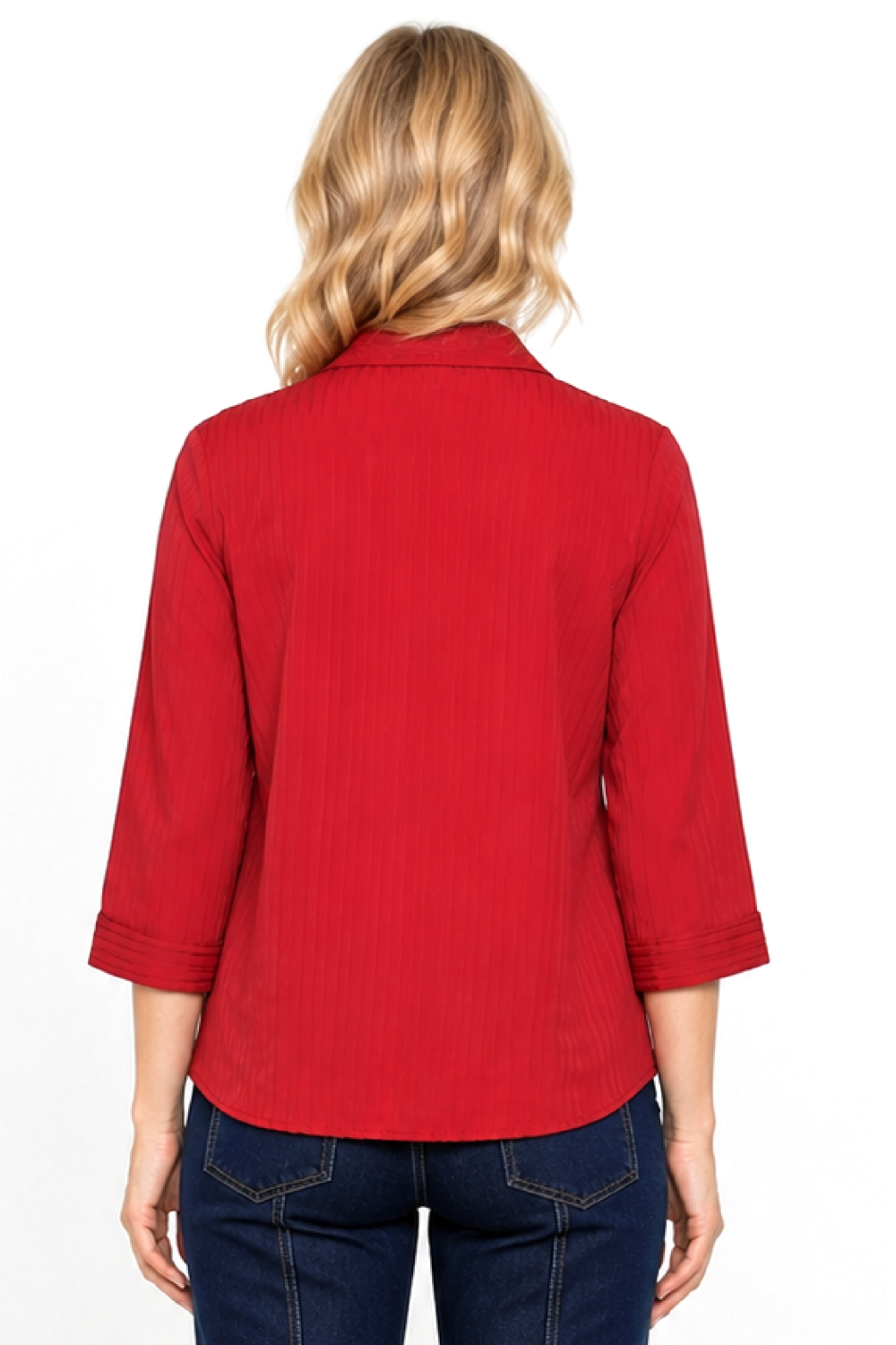 Red Striped Button Front Top - Missy