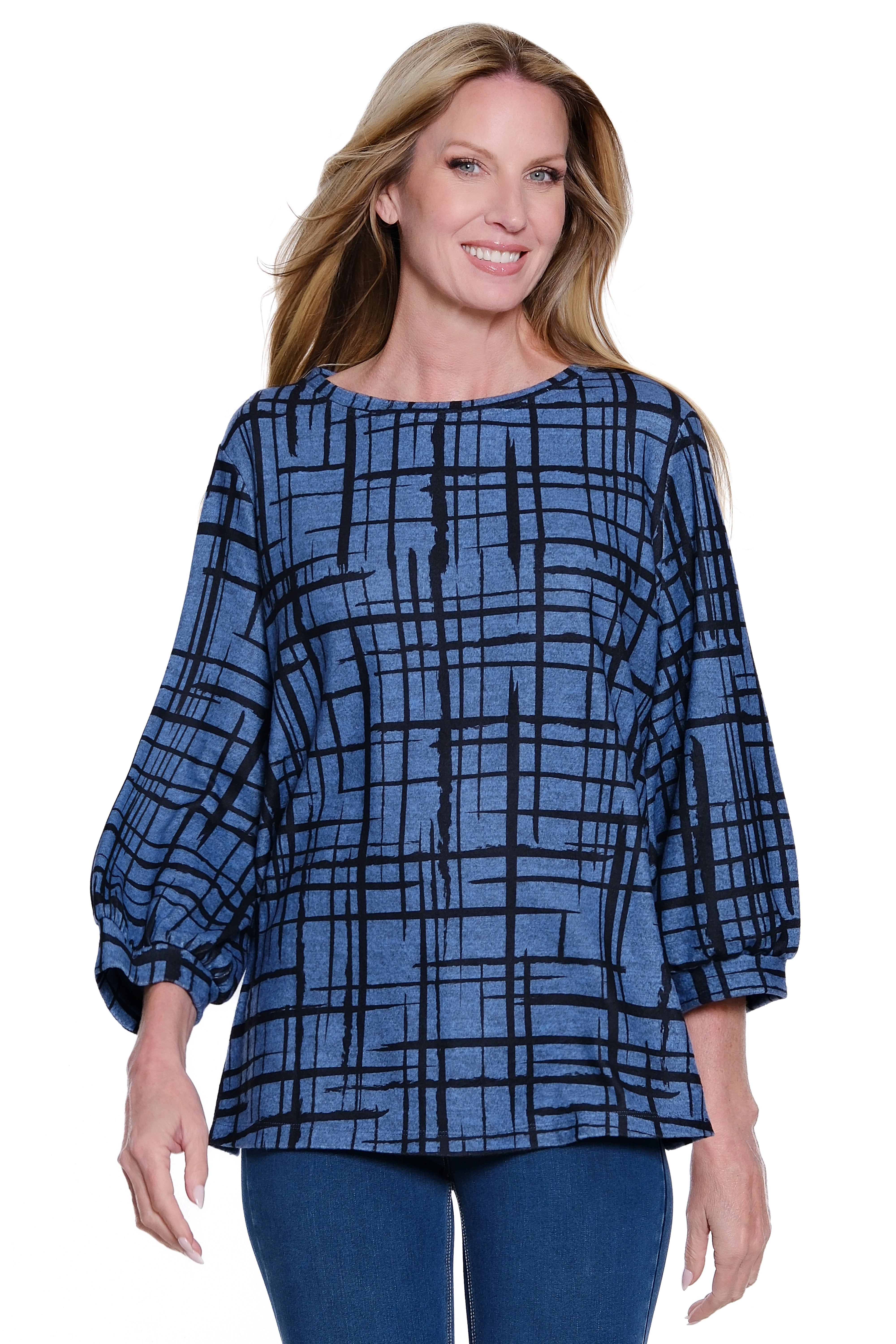 Essential Printed Top - Blue Plaid