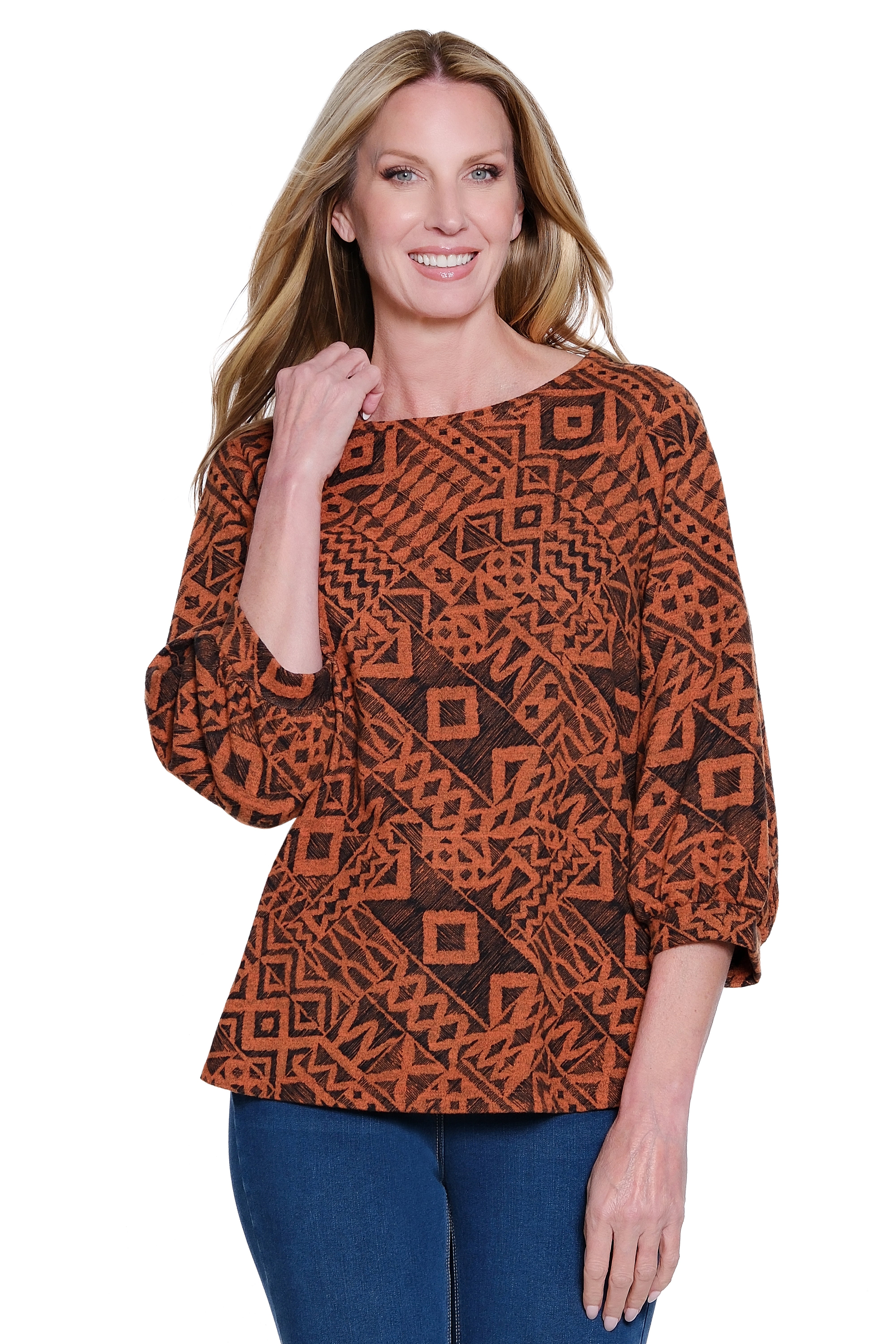 Essential Printed Top - Petite - Spice
