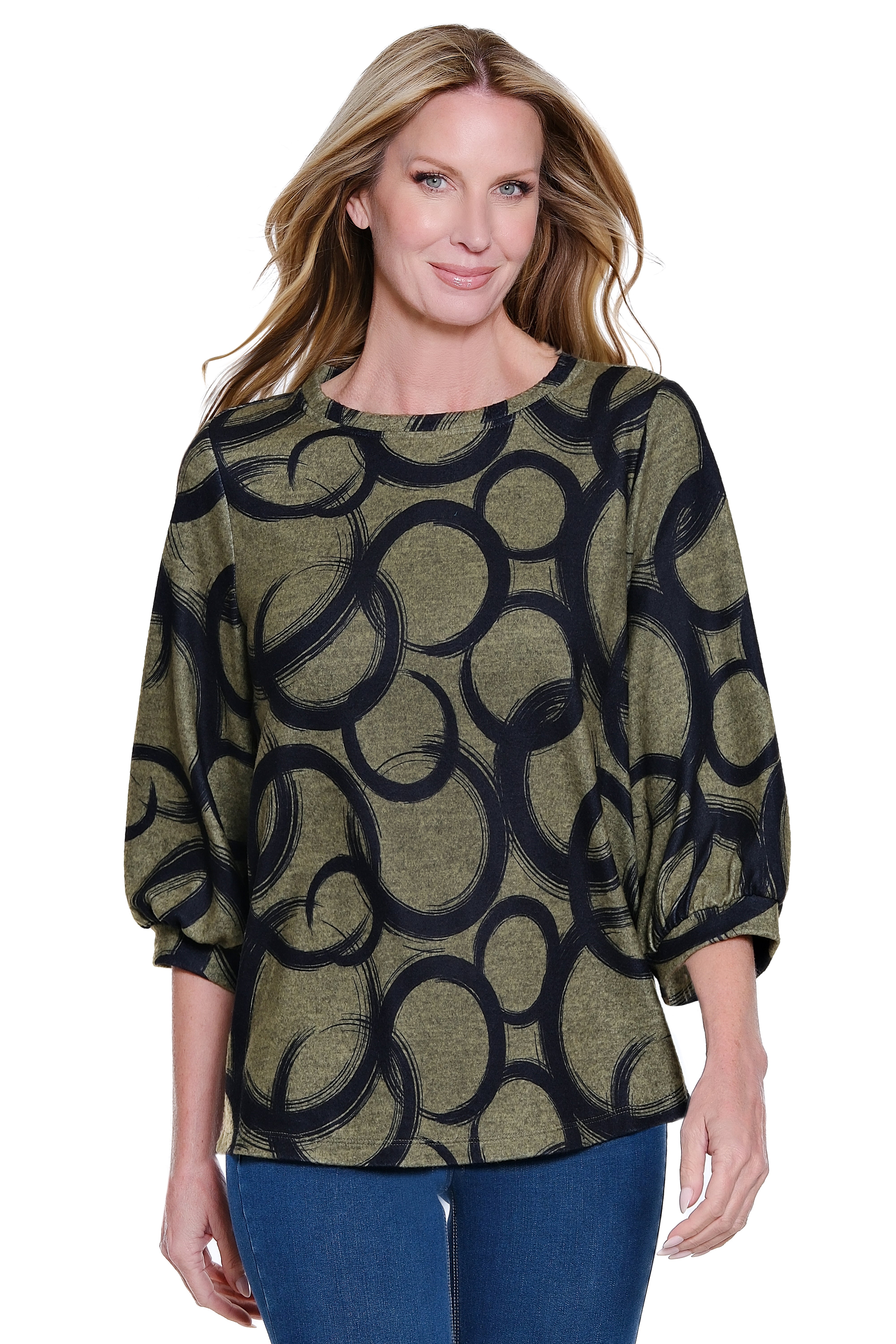 Essential Printed Top - Dark Olive