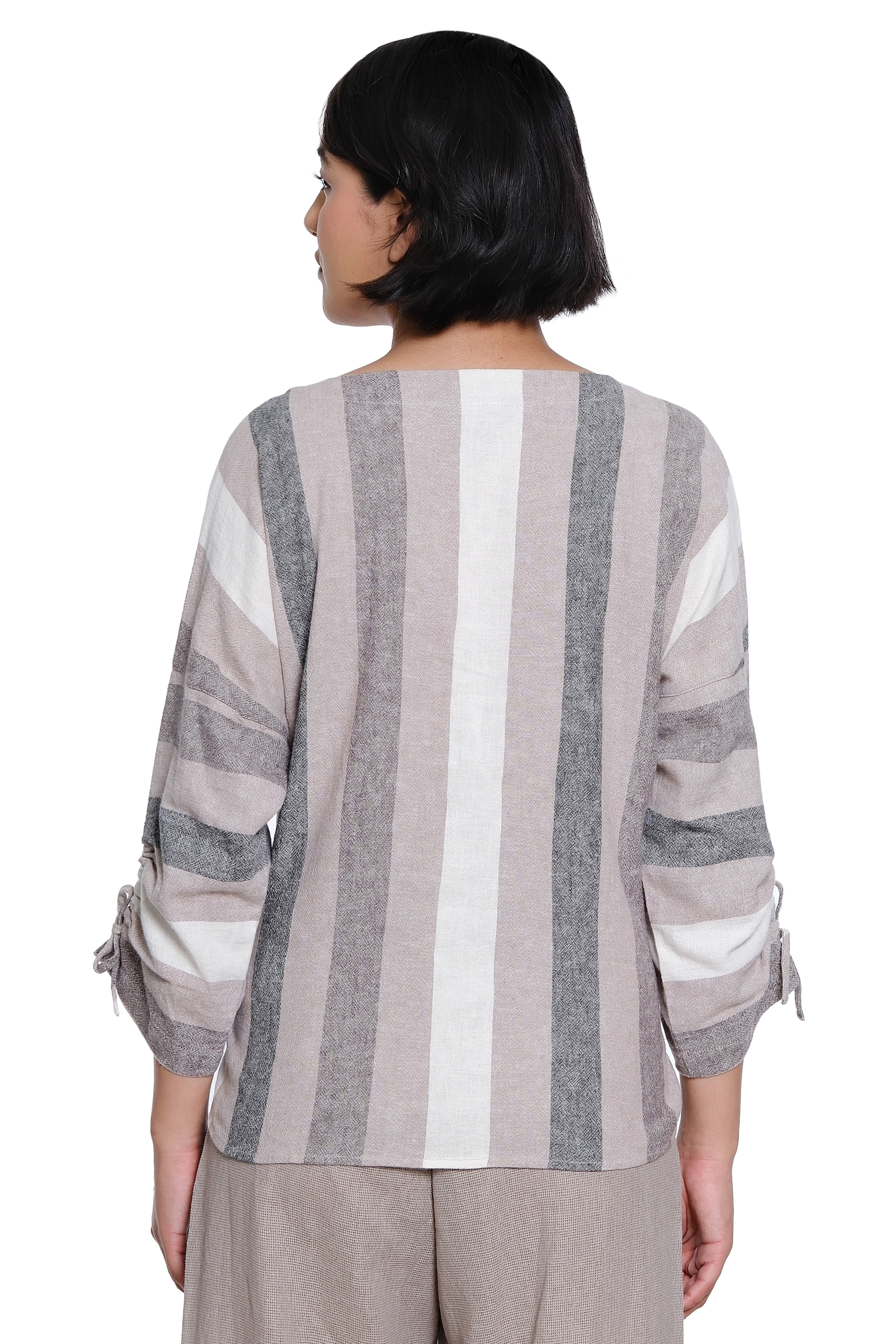 Linen Pop-Over Top - Neutral - view 2