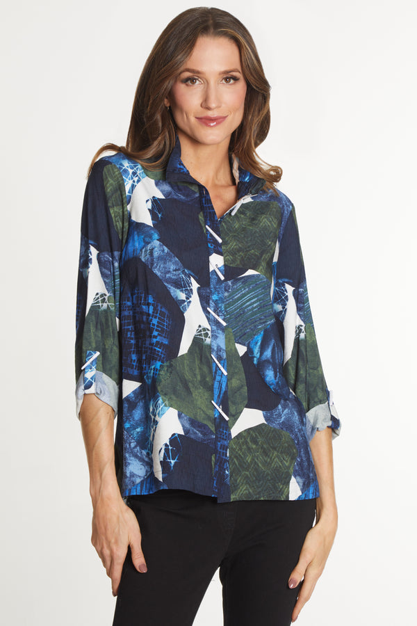 Woven High-Low Tunic - Blue Print
