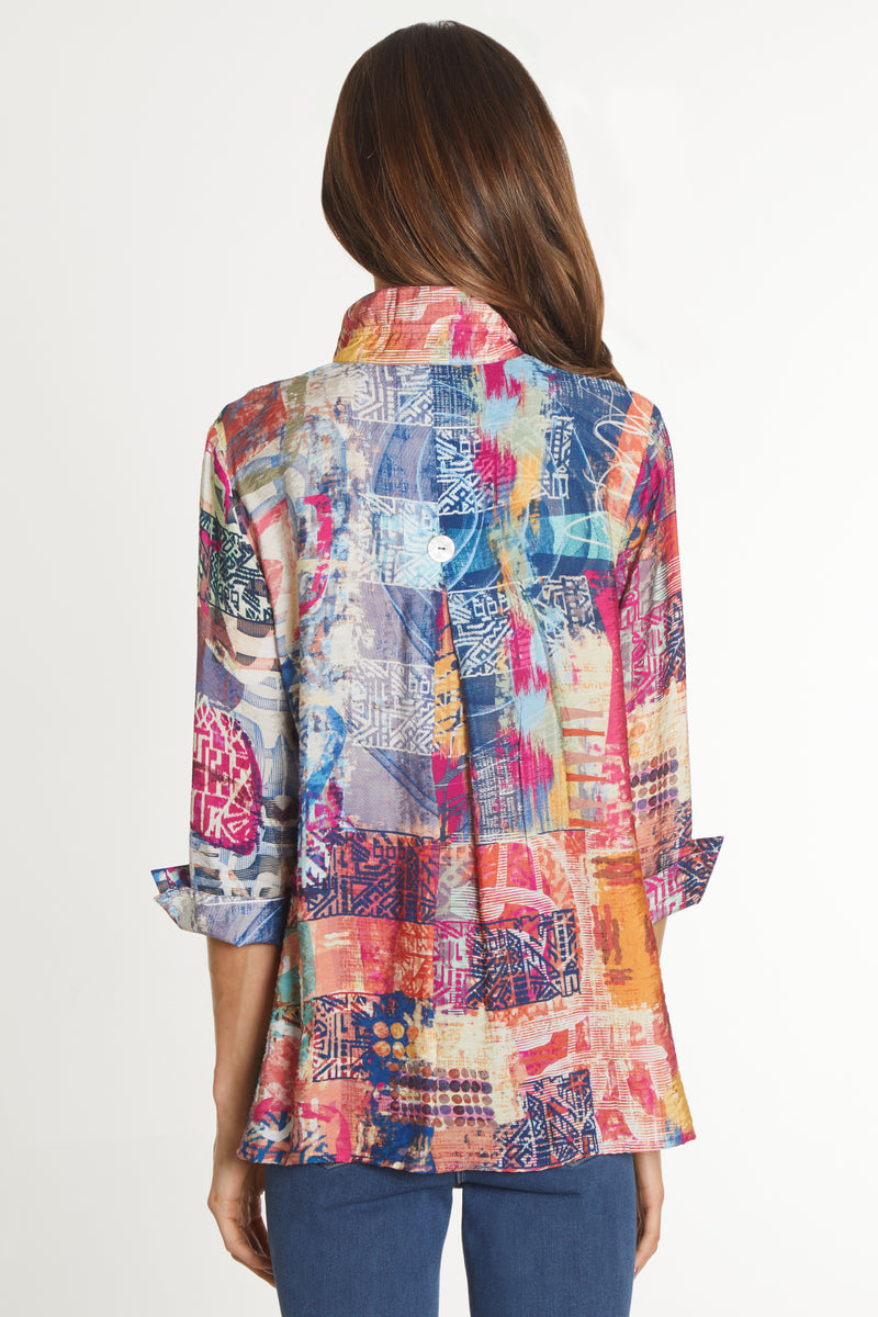 Wire Collar Print Tunic - Abstract Multi