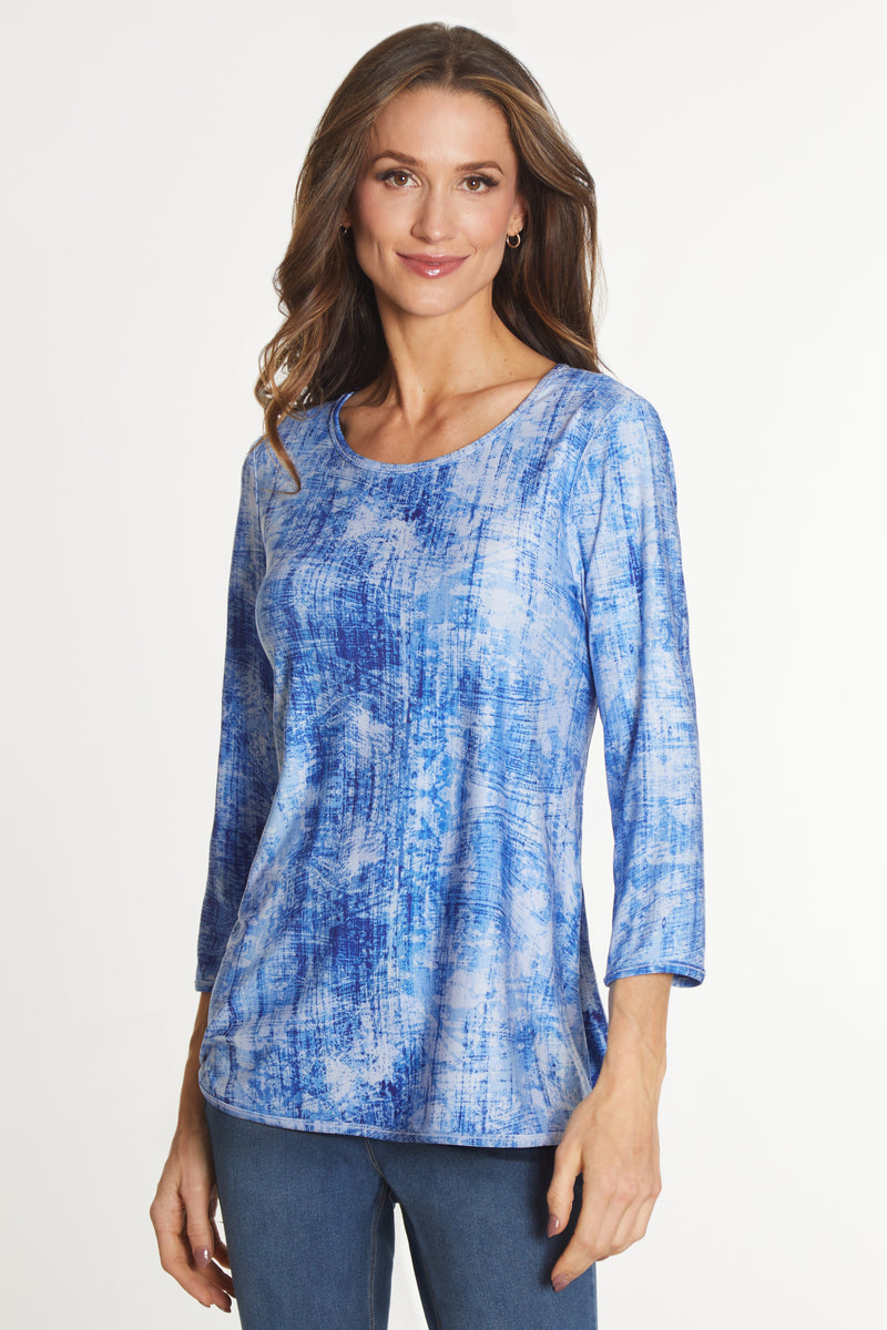 Reversible Printed Knit Tunic - Blue Print