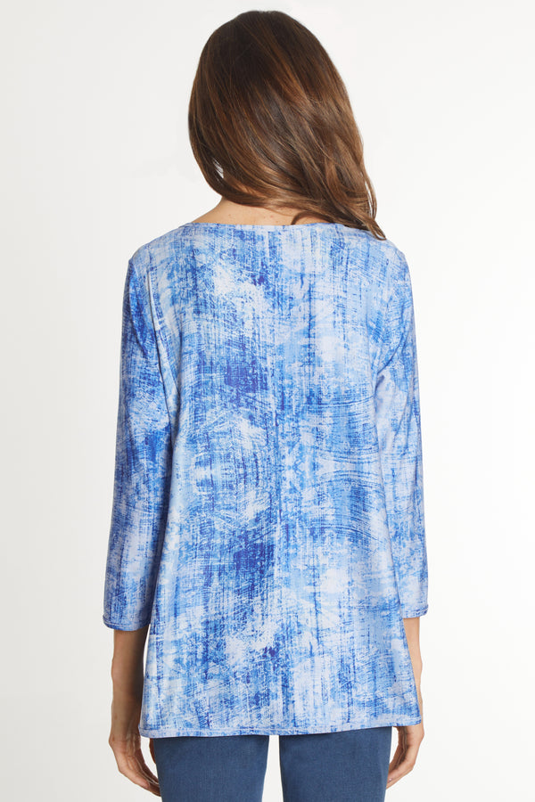 Reversible Printed Knit Tunic - Blue Print