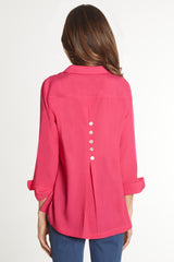 Woven Button Detail Tunic - Women's - Raspberry