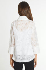 Embroidered Button Front Jacket- Missy- White