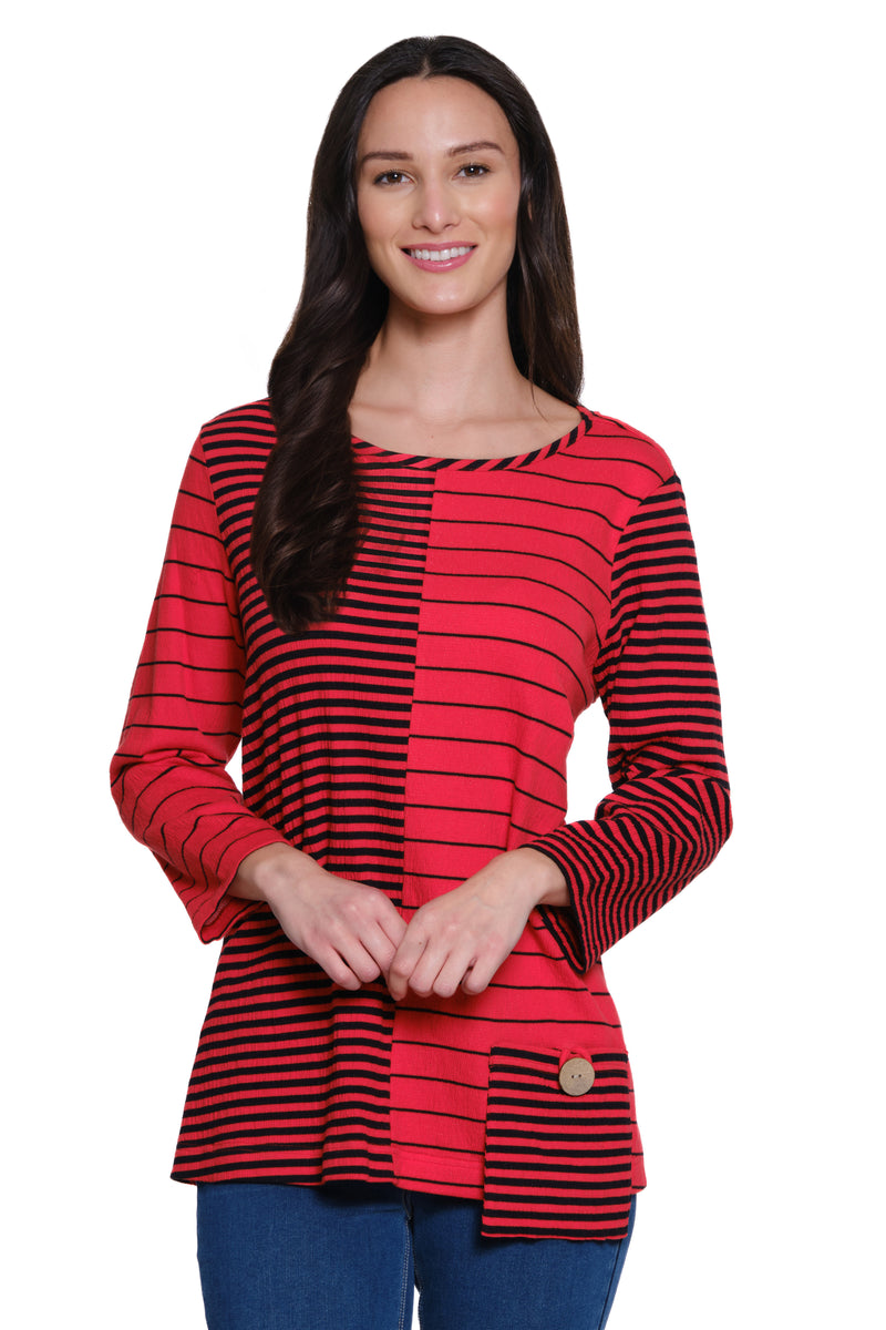 Yarn-dye Knit Pop Over Tunic - Bright Red