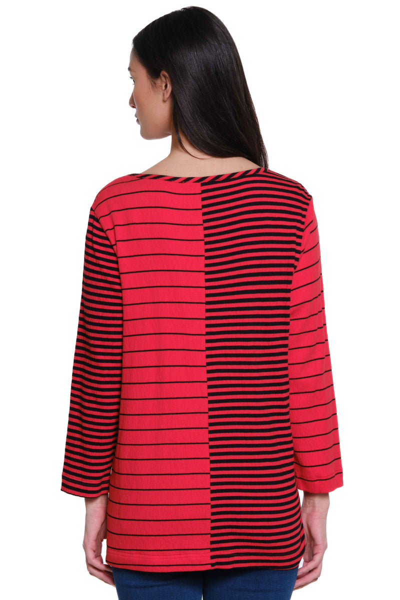 Yarn-dye Knit Pop Over Tunic - Bright Red