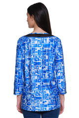 Reversible Knit Pop Over Tunic - Petite - City Print