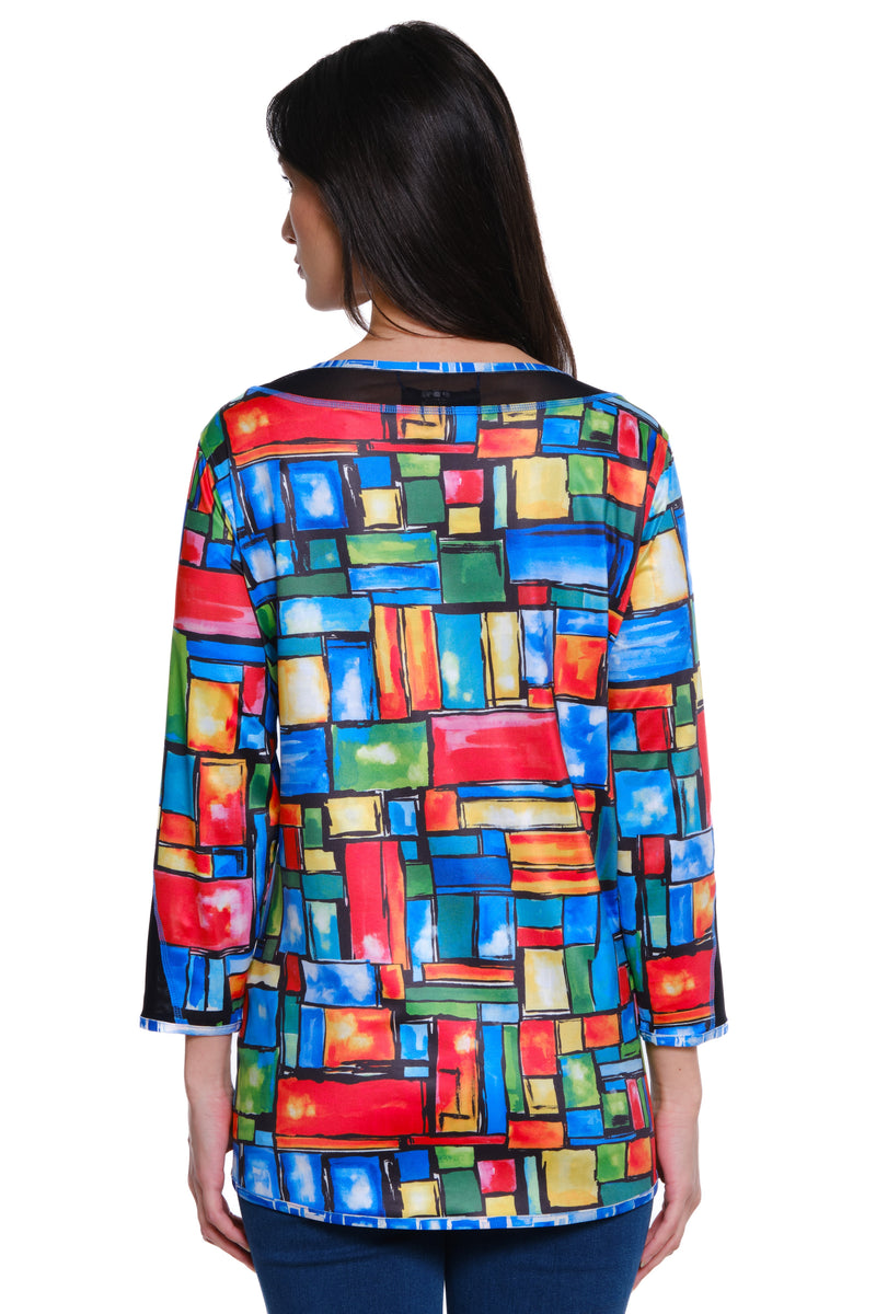 Reversible Knit Pop Over Tunic - City Print