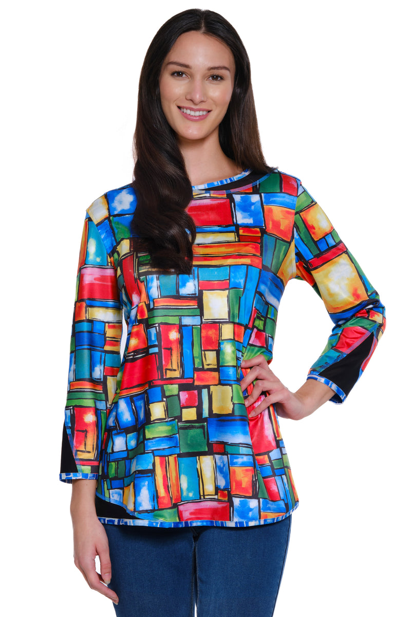 Reversible Knit Pop Over Tunic - City Print