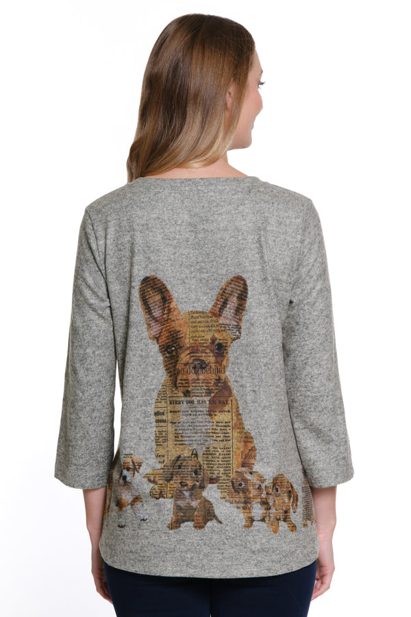 Print Knit Top - Dog Print