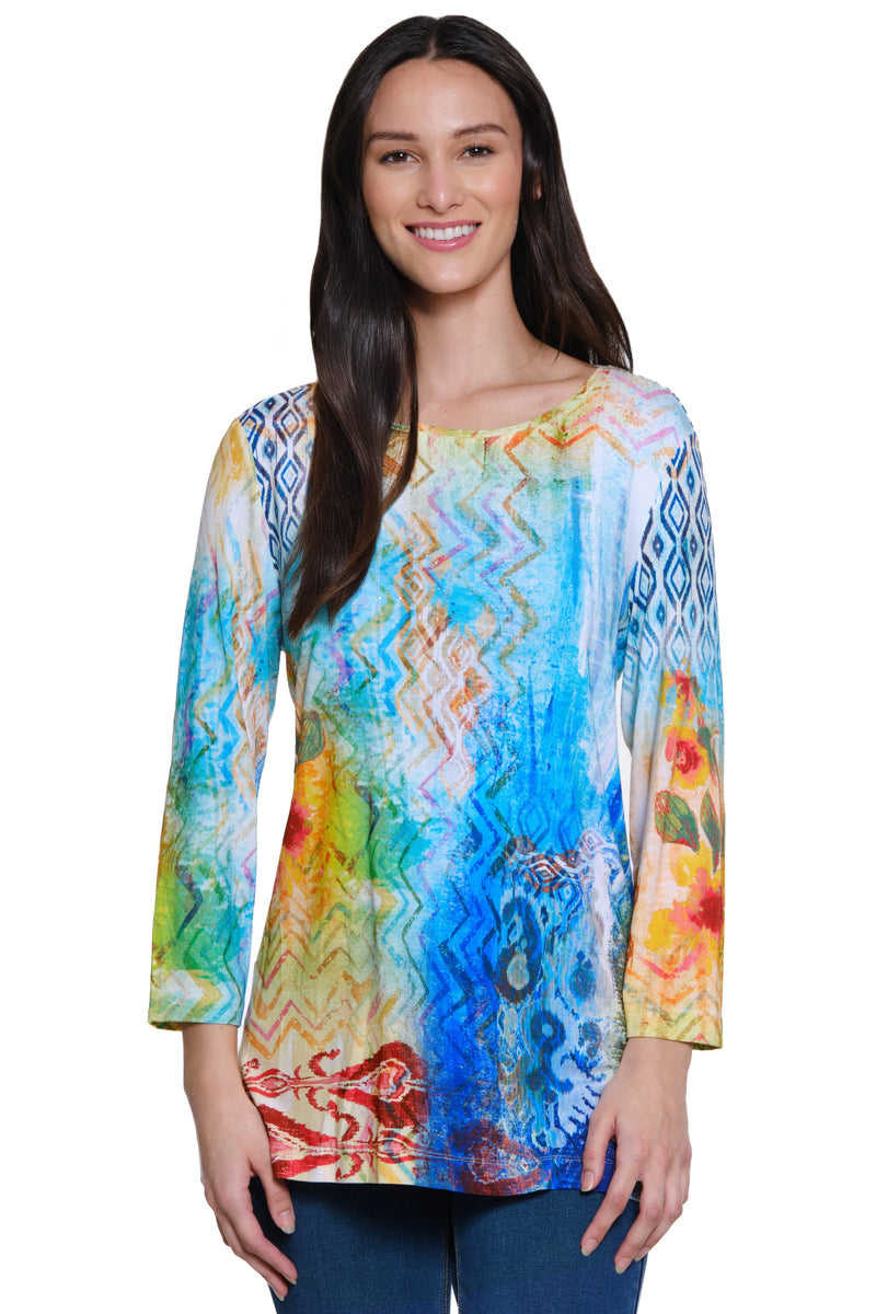 Print Popover Top - Petite - Line Multi