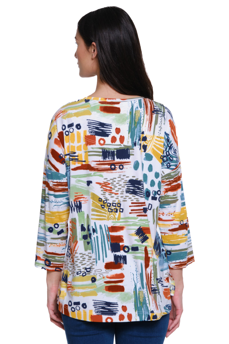 Knit Print Top - Petite - Abstract Multi