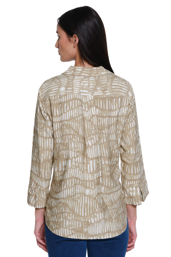 Woven Print Tunic - Black/Off White