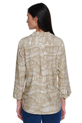 Woven Print Tunic - Petite - Black/Off White