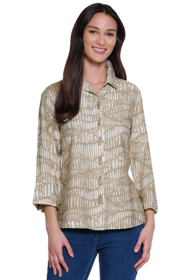 Woven Print Tunic - Black/Off White