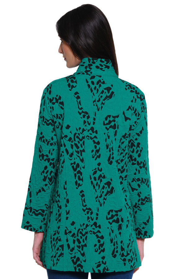 Textured Button Front Tunic - Jade