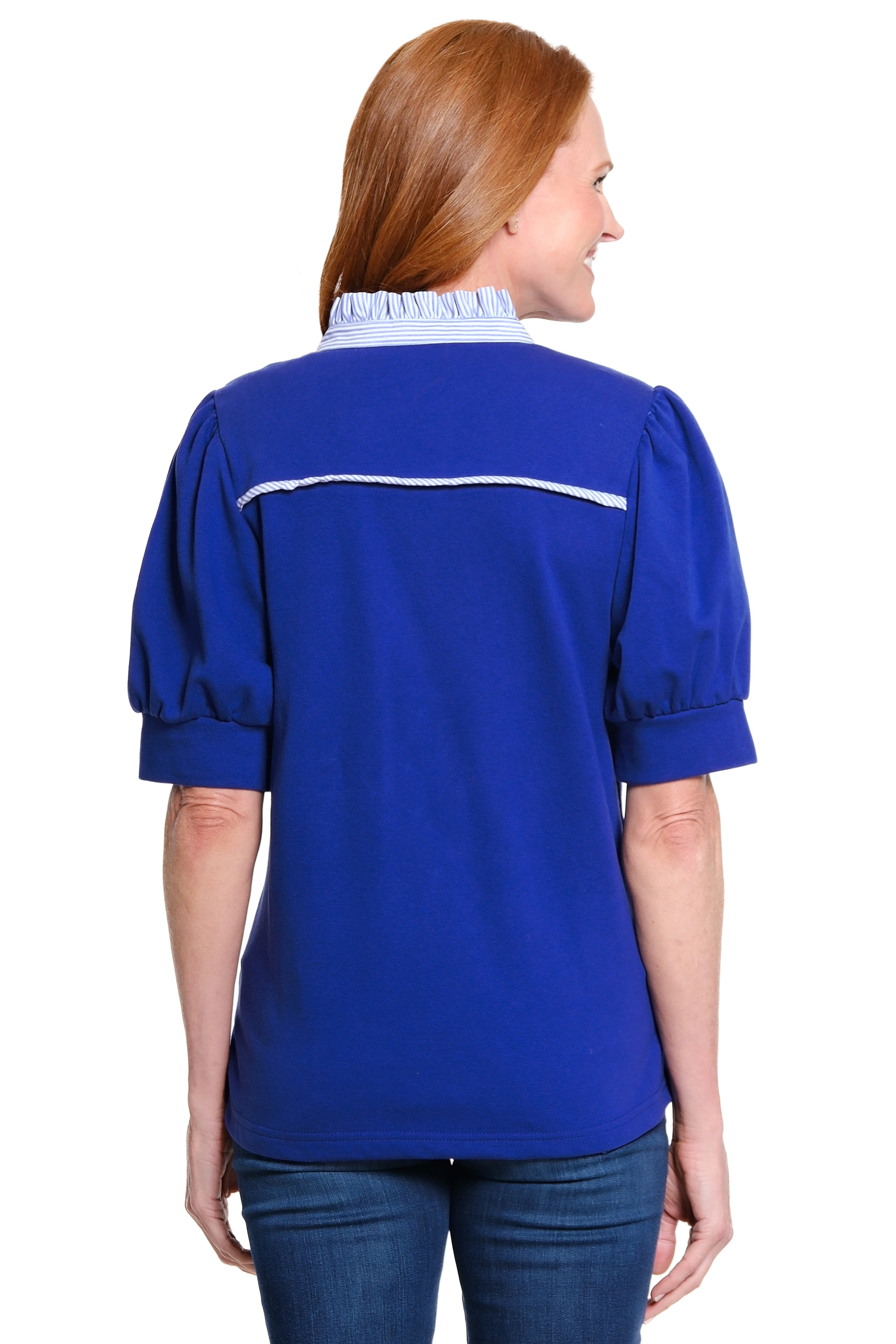 Popover Top with Ruffle Stand Collar - Royal